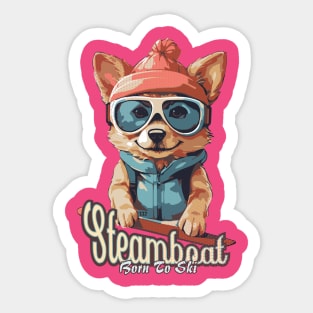 Cute Dog Steamboat Mountain Ski Sticker